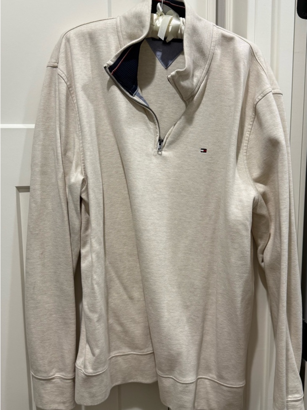 Tommy Hilfiger Men’s Cream Quarter-Zip Sweater